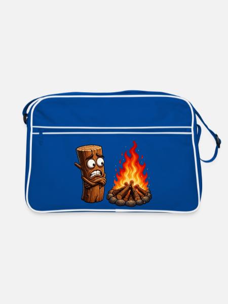 Angststamm am Lagerfeuer - Retro Tasche - Blau/Weiß