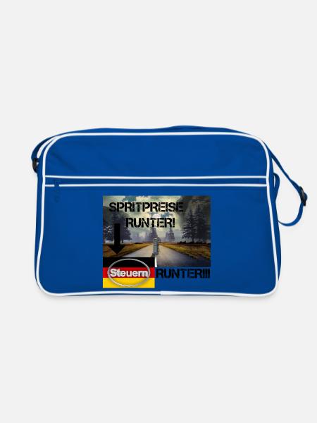 Spritpreise Runter! – Steuerlast senken!!! - Retro Tasche - Blau/Weiß