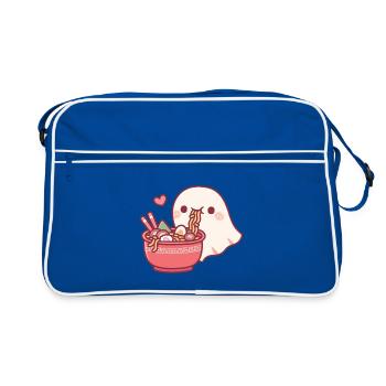 Der süße Geist liebt es, japanische Ramen-Nudeln zu essen - Retro Tasche - Blau/Weiß - Vorne