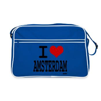 I love Amsterdam - couleurs personnalisables - Sac Retro - bleu/blanc - Devant