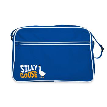 Silly Goose with a hat - Retro Tasche - Blau/Weiß - Vorne