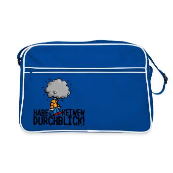 POPEL fehlt der Durchblick - Retro Tasche - Blau/Weiß - Vorne