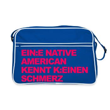 SATIRE WOKE : Un Indien ne connaît pas la douleur - Sac Retro - bleu/blanc - Devant