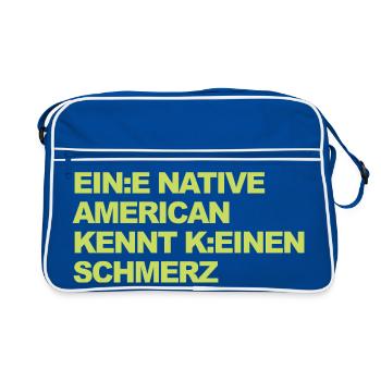 SATIRE WOKE : Un Indien ne connaît pas la douleur - Sac Retro - bleu/blanc - Devant