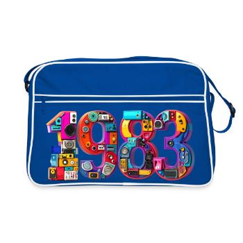 1983 – Marriage, date of birth, year, high school diploma - Retro Bag - blue/white - Front