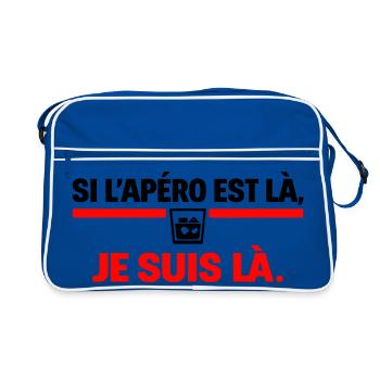 Si L’Apéro Est Là Je Suis Là Humour - Sac Retro - bleu/blanc - Devant