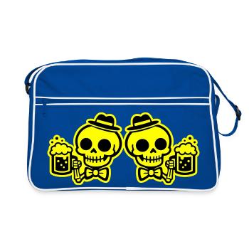 Skelett Bier Team Junggesellen - Retro Tasche - Blau/Weiß - Vorne