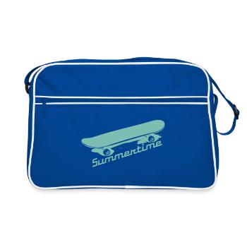Skateboard mint - Retro Tasche - Blau/Weiß - Vorne
