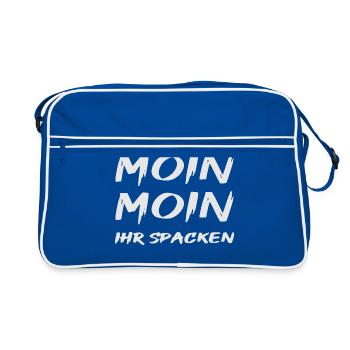 MOIN MOIN IHR SPACKEN / BALTIC SEA EXPERIENCE weiß - Retro Tasche - Blau/Weiß - Vorne