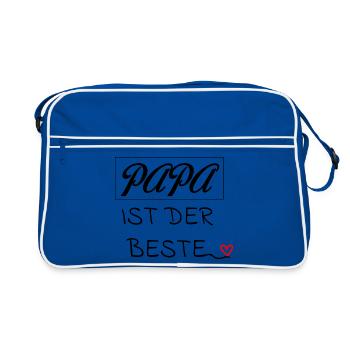 Papa ist der beste - Retro Tasche - Blau/Weiß - Vorne