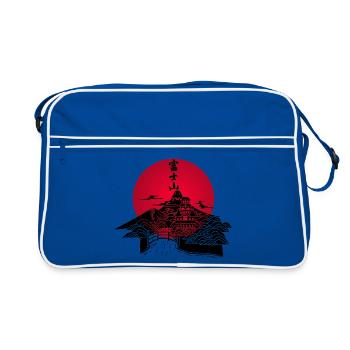 Paysage japonais noir et soleil rouge - Sac Retro - bleu/blanc - Devant