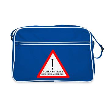 Warnschild: Nicht Ansprechen - Retro Tasche - Blau/Weiß - Vorne