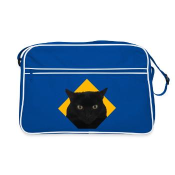 Black Cat Logo - Retro Bag - blue/white - Front