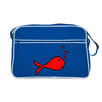 HEART. HEARTS. VALENTINE'S DAY. LOVE. LOVE. COUPLE. - Retro Bag - blue/white - Front