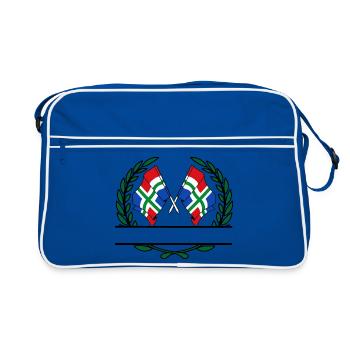 Drapeaux de la province de Groningue, bannière de couronne de laurier - Sac Retro - bleu/blanc - Devant