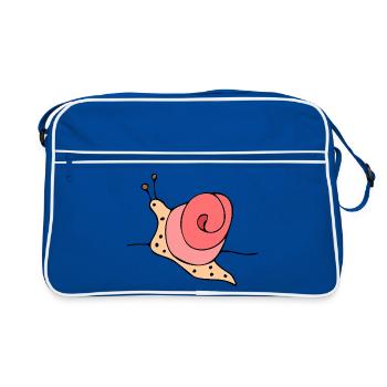 Stylized snail on pink background - Retro Bag - blue/white - Front