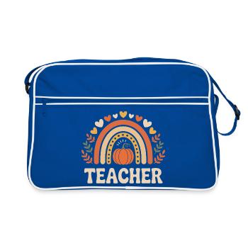 Autumnal Pumpkin Teacher Design - Retro Bag - blue/white - Front