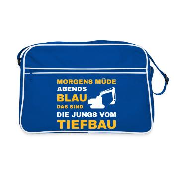 Civil Engineering Civil Engineering Road Construction Excavator Driver Excavation - Retro Bag - blue/white - Front
