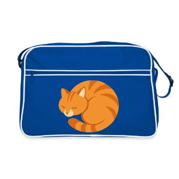 Orange sleeping cat in minimalist style - Retro Bag - blue/white - Front
