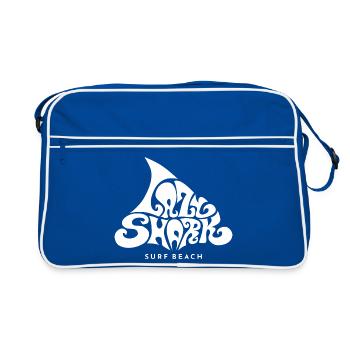 Hai Lazy Shark surf beach sixties Strand maritim - Retro Tasche - Blau/Weiß - Vorne