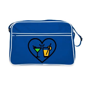 Cocktails Herz Sommer Party Strand Geschenk - Retro Tasche - Blau/Weiß - Vorne