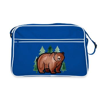 Ours de la forêt dans le style aquarelle - Sac Retro - bleu/blanc - Devant