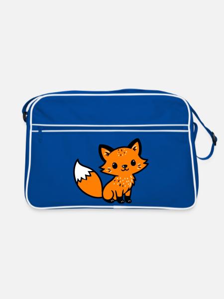 Fuchs Niedlich Comic - Retro Tasche - Blau/Weiß - Vorne