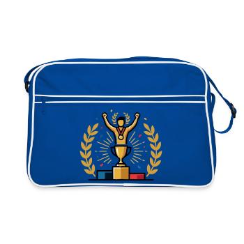 Trophée du vainqueur Voici à quoi ressemblent les gagnants Motif du vainqueur - Sac Retro - bleu/blanc - Devant