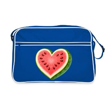 Saftige Wassermelone in Herzform Illustration - Retro Tasche - Blau/Weiß - Vorne
