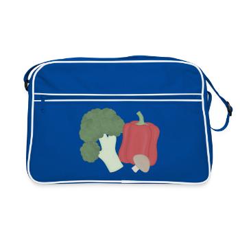 Trio de légumes brocoli poivre champignons - Sac Retro - bleu/blanc - Devant