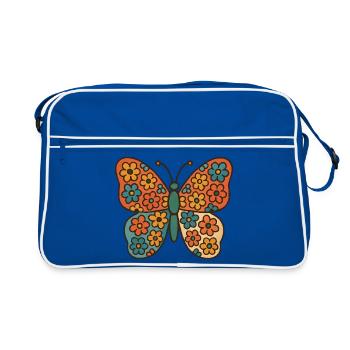 Butterfly with floral pattern - Retro Bag - blue/white - Front