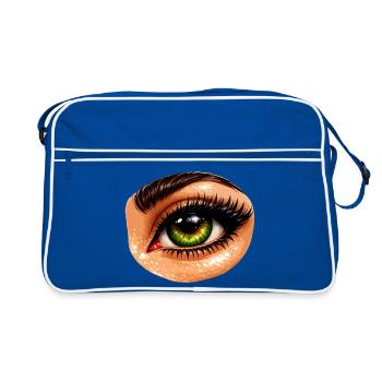 Green Eye Illustration - Retro Bag - blue/white - Front