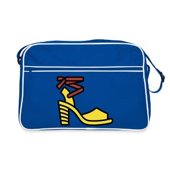 High Heel Schuh Mode Italien Fashionista - Retro Tasche - Blau/Weiß - Vorne