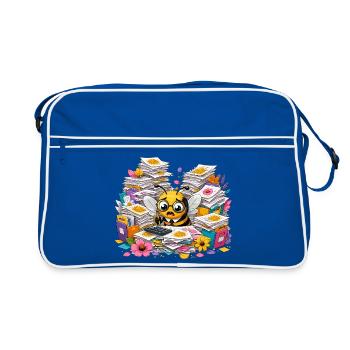 Office Bee dans le chaos du papier - Sac Retro - bleu/blanc - Devant