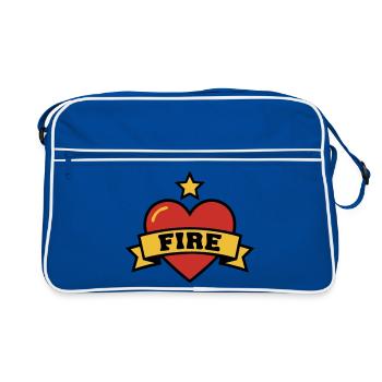 Fire Brigade Heart Fire Crest - Retro Bag - blue/white - Front