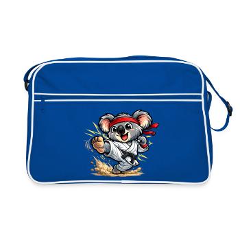 Koala mignon en karaté - Sac Retro - bleu/blanc - Devant