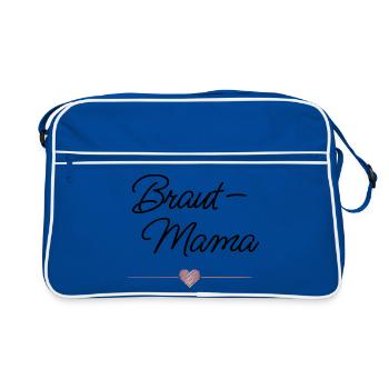 Braut Mama Herz Hochzeit Geschenk - Retro Tasche - Blau/Weiß - Vorne