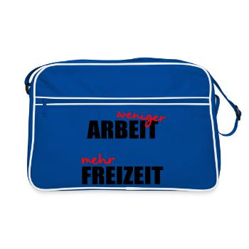 Moins de travail, de temps libre - Sac Retro - bleu/blanc - Devant