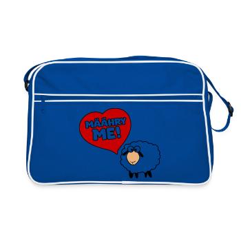 Määhry me! Heiratsantrag vom Schaf - Retro Tasche - Blau/Weiß - Vorne