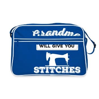 grandma will give you stitches - Retro Bag - blue/white - Front