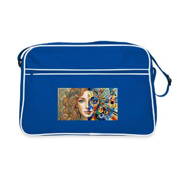 Double portrait : la nature rencontre l’abstrait - Sac Retro - bleu/blanc - Devant