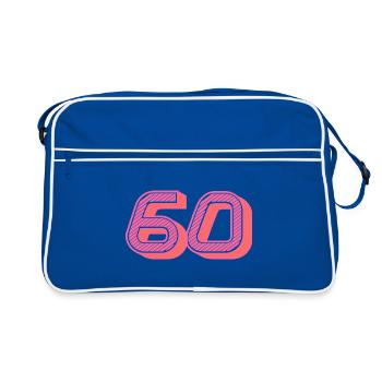 60. 60 JAHRE. 60. JAHRESTAG. 60. GEBURTSTAG. - Retro Tasche - Blau/Weiß - Vorne