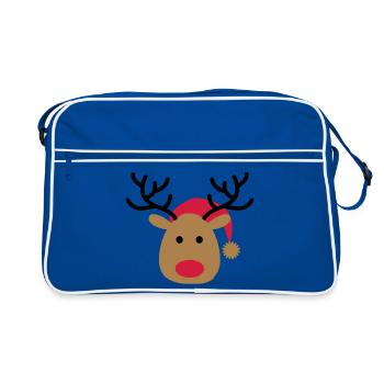 Funny design of a moose for Christmas - Retro Bag - blue/white - Front