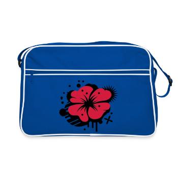 Klatschmohn als Graffiti - Retro Tasche - Blau/Weiß - Vorne