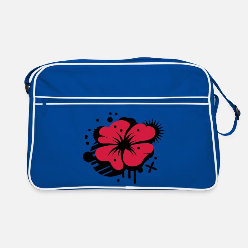 Klatschmohn als Graffiti - Retro Tasche - Blau/Weiß