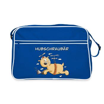 Hubschrauber Bär I Hubschraubär - Retro Tasche - Blau/Weiß - Vorne