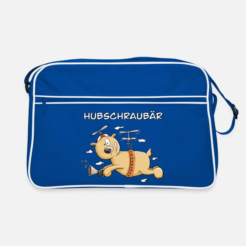 Hubschrauber Bär I Hubschraubär - Retro Tasche - Blau/Weiß