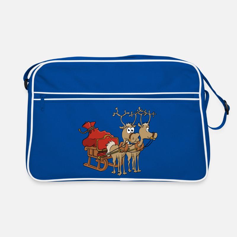 Santa's sleigh with two reindeer. Retro Bag