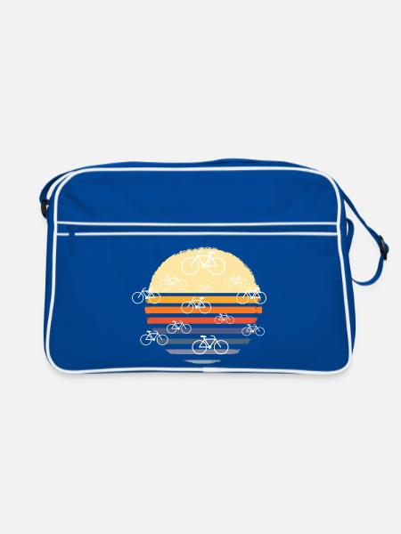 Rétro tour à vélo coucher de soleil design - Sac Retro - bleu/blanc - Devant