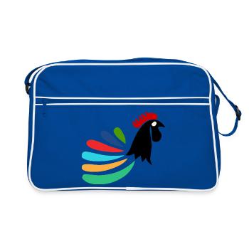 COQ. POULE. POUSSIN. ANIMAL. ANIMAUX. OISEAU - Sac Retro - bleu/blanc - Devant